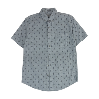 Gray Floral Short Sleeve Button Down