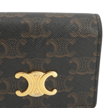 Tan Triomphe Compact Wallet in Triomphe Canvas