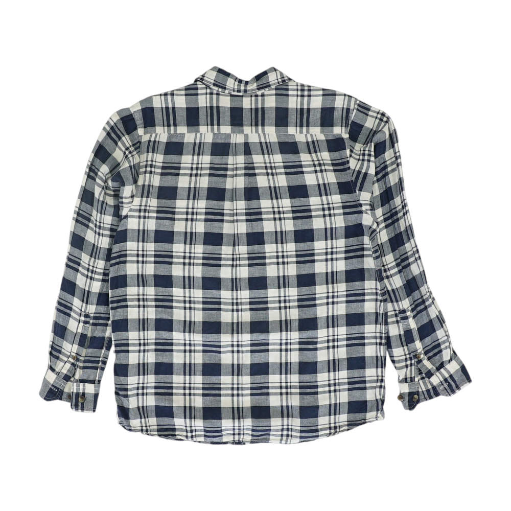 Navy Plaid Long Sleeve Button Down