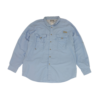 Blue Solid Outdoor Button Down