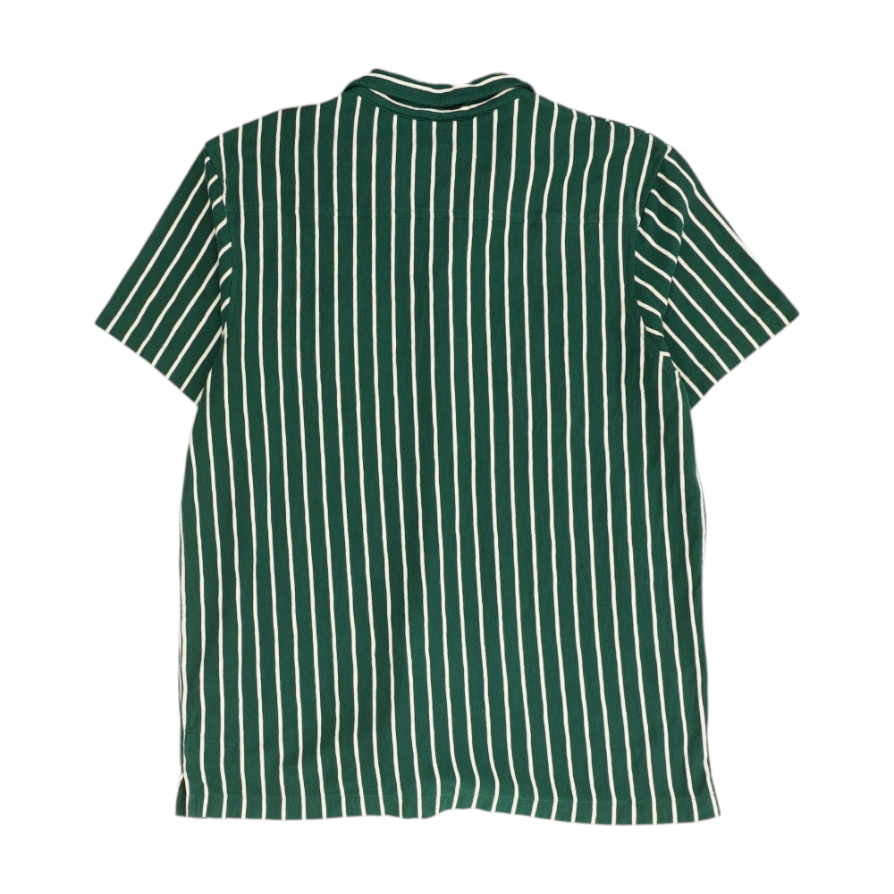 Green Striped Short Sleeve Button Down