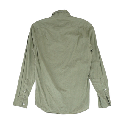 Green Solid Long Sleeve Button Down