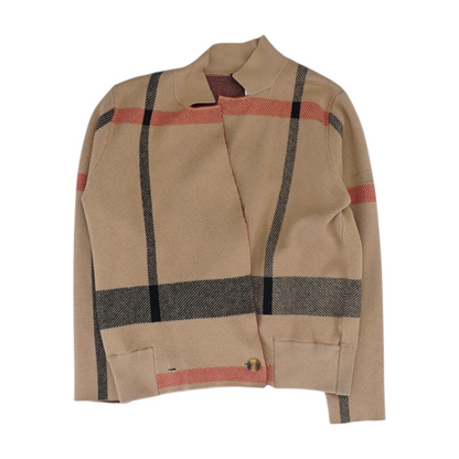 Tan Check Cardigan Sweater