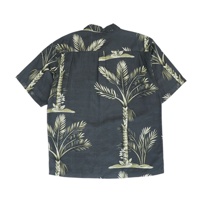 Black Tropical Short Sleeve Button Down