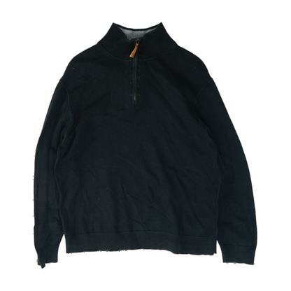 Black Solid 1/4 Zip Sweater