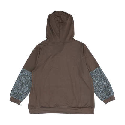 Brown Plus Solid Hoodie Pullover
