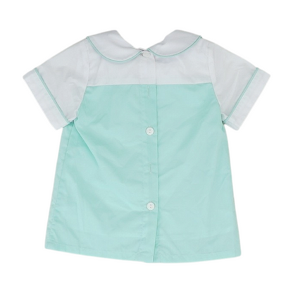 Green Color Block Knit T-Shirt