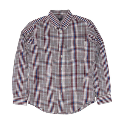 Maroon Plaid Long Sleeve Button Down