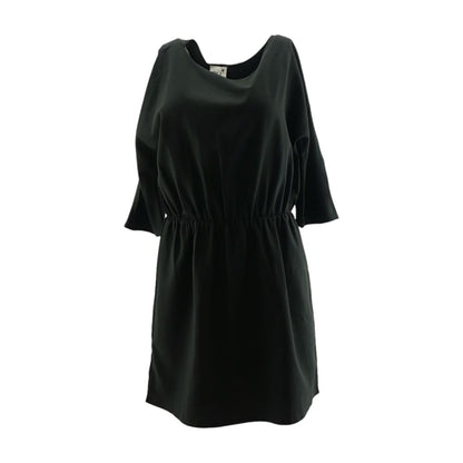 Black Solid Midi Dress