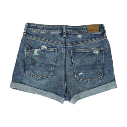 Blue Solid Denim Shorts