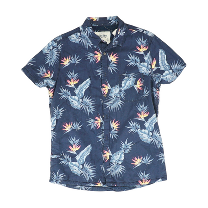 Navy Floral Short Sleeve Button Down