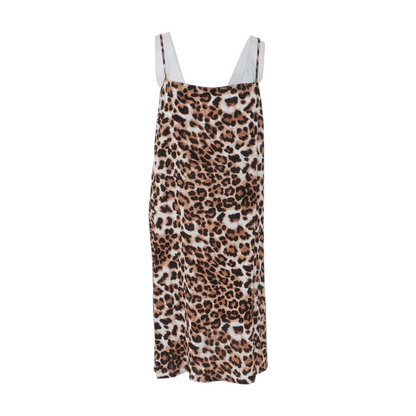 Beige Animal Print Midi Dress