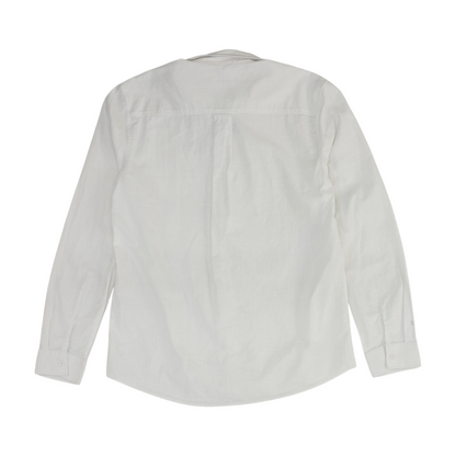 White Solid Long Sleeve Button Down