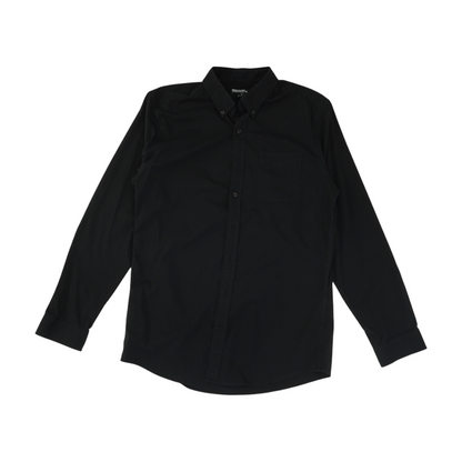 Black Solid Long Sleeve Button Down