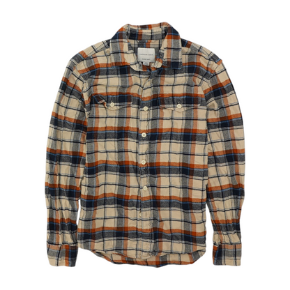 Beige Plaid Flannel Button Down