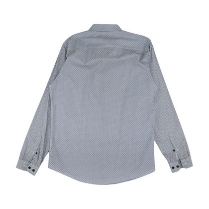 White Geometric Long Sleeve Button Down