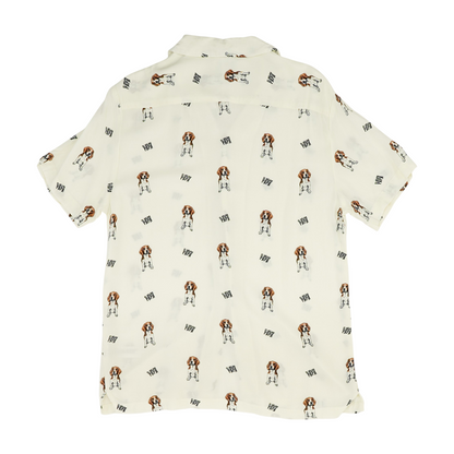Ivory Print Short Sleeve Button Down