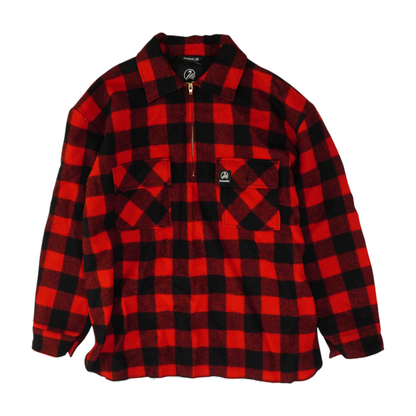 Red Check 1/4 Zip Pullover