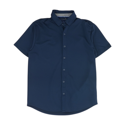 Navy Solid Short Sleeve Button Down