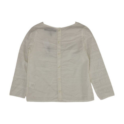 White Embroidery Detail Long Sleeve Blouse