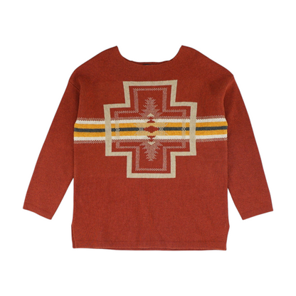 Red Abstract Pullover Sweater