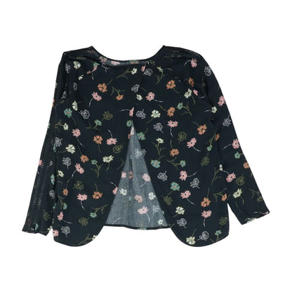 Charcoal Floral Long Sleeve Blouse