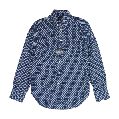 Navy Abstract Long Sleeve Button Down