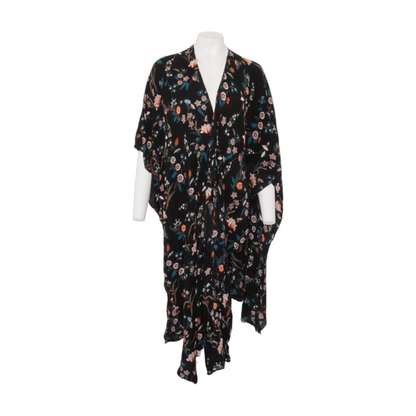 Black Plus Floral Cardigan