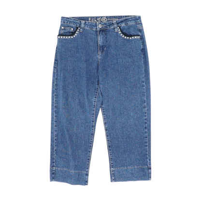 Blue Solid Denim Capris