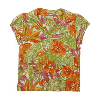 White Petite Tropical Blouse