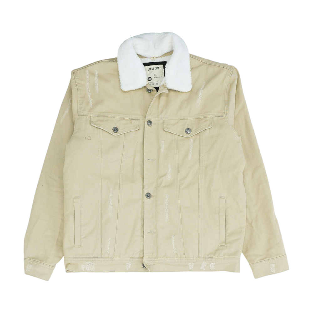 Tan Solid Denim Jacket