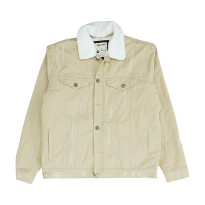 Tan Solid Denim Jacket