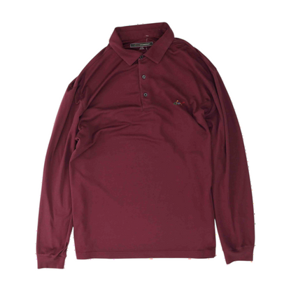 Maroon Solid Long Sleeve Polo