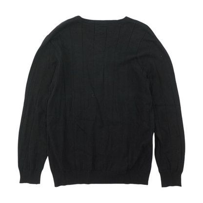 Black Solid Pullover Sweater