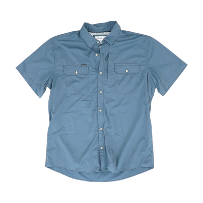 Gray Solid Short Sleeve Button Down