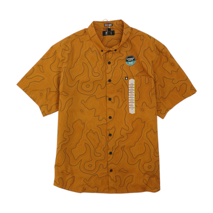 Brown Tall Print Short Sleeve Button Down