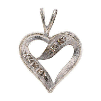 1/2 Ct 14K White Gold Diamond Accented Heart Pendant