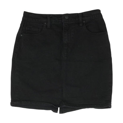 Black Solid Midi Skirt