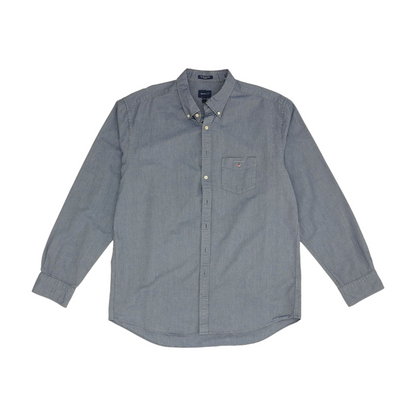 Blue Solid Long Sleeve Button Down