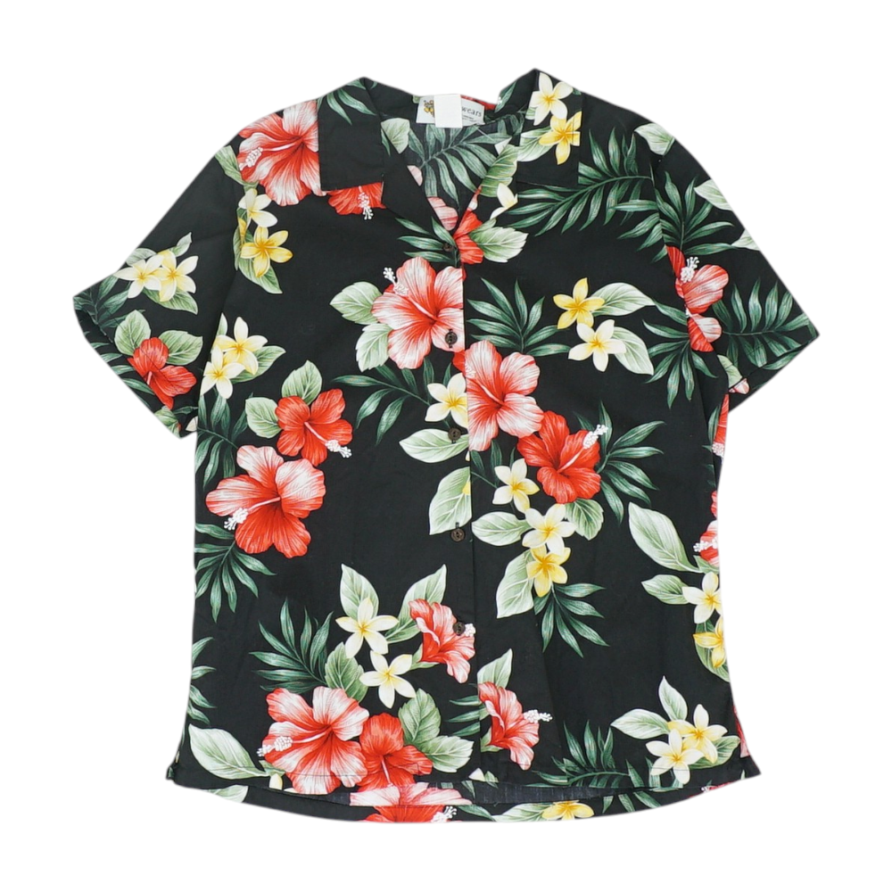 Black Floral Button Down