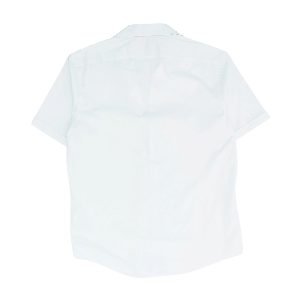 White Solid Short Sleeve Button Down