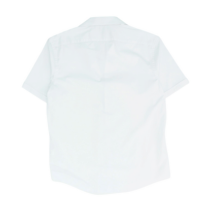 White Solid Short Sleeve Button Down