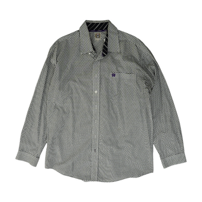 Black Print Long Sleeve Button Down