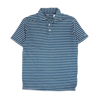 Navy Striped Short Sleeve Polo
