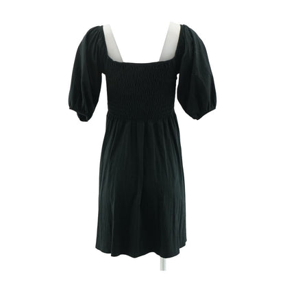 Black Solid Midi Dress