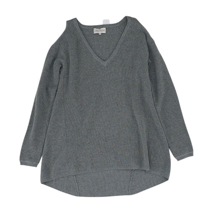 Gray Solid V-Neck Sweater