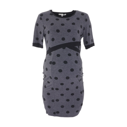 Gray Maternity Polka Dot Midi Dress