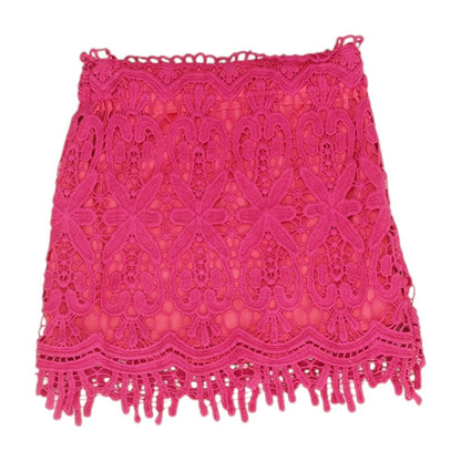 Pink Solid Mini Skirt