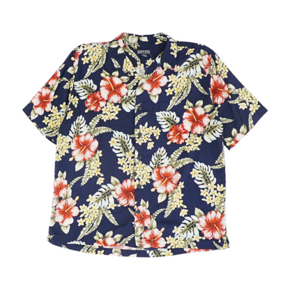 Navy Floral Short Sleeve Button Down