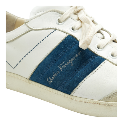 Low Top Sneaker with Signature Blue Suede and White Leather